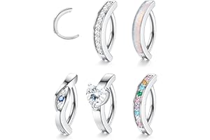 JeryWe 3-5Pcs 14G Piercing Ombligo para Mujer Acero Quirúrgico 316L CZ Ópalo Barbell Curvado Inverso Clicker Piercing Ombligo Joyería Cuerpo