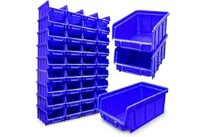 HMH 40x Stapelboxen Blau Größe 2 Werkstatt Garage Sichtlagerboxen 175x103x76mm Lagerboxen blaue Sichtlagerkästen Kleinteile Aufbewahrung Stapelbox PP