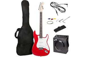 RockJam Full Size Electric Guitar Kit with 10-Watt Guitar Amp, Lessons, Strap, Gig Bag, Picks, Whammy, Lead and Spare Strings - Red