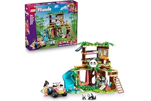 LEGO Friends Opieka nad pandami w rezerwacie, zabawka dla dziewczynki i chłopca z domkiem na drzewie, dwie minilaleczki i trzy figurki zwierząt, zestaw konstrukcyjny, prezent dla 7-latki 42648