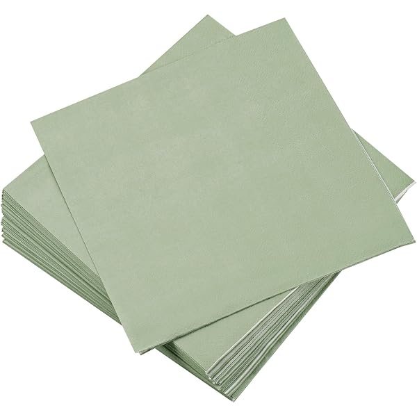 Lot De 120 Serviettes En Papier Vert Sauge 25x25 Cm - Pour Mariage, Baby Shower, Anniversaire - Couleur Pastel élégante - 4