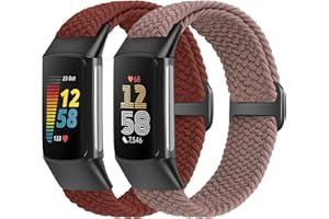 SHIJZWD Elastic Braided Straps Compatible with Fitbit Charge 5/Fitbit Charge 6, Breathable Adjustable Stretchy Nylon Loop Replacement Bands for Fitbit Charge 6 Charge 5 Sport Strap for Women Men