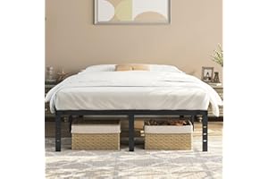 Yaheetech Bastidor de Cama Metálico Listones de Acero Espacio de Almacenamiento Bajo la Cama Fácil Montaje Cama Matrimonial 135 x 190 x 36 cm Negro