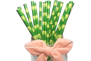 BOFA ECO TABLEWARE Lot de 100 Bambou Pailles en Papier, 19,7 cm Vert Pailles Bambou Biodégradable, Écologique, Jetable