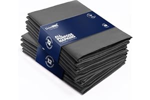 LivinEase Cotton Cloth Napkins Set of 12-100% Cotton 46 x 46 cm Reusable Oversized Dinner Napkins -Heavy Weight Hotel Quality Pure Cotton Fabric -Ideal for Home Use & Events (Charcoal, Cotton)