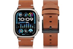HITZEE Skórzane paski kompatybilne z Apple Watch 49 mm, 45 mm, 44 mm, 42 mm, ręcznie wykonany pasek z prawdziwej skóry w stylu vintage, kompatybilny z Apple Watch Ultra 2, SE2, SE, serii 9, 8, 7, 6,