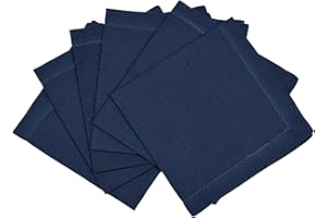 Penguin Home® Set di 6 Tovaglioli in Cotone, 100% Lino, Solid Navy