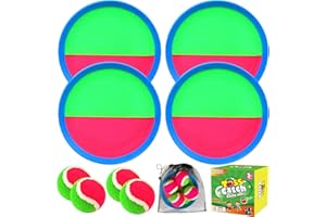 CZMAO Cattura Racchette Palline Set, Toss e Cattura Gioco della Palla Set, 4 Pagaia e 4 Palle Set, Giochi per Esterni, Palla Interessante Gioco All'aperto per Bambini e Adulti