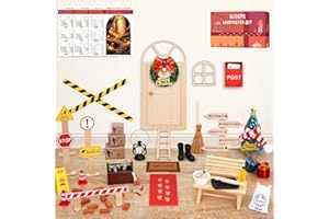Elidepe Gnome Accessories, 43 Pieces Gnome Set Christmas Complete Gnome Door Set with Construction Site and Baking Set, Advent Calendar Filling, Small Gifts for Children, Gnome Door Set for Christmas