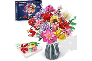 HOGOKIDS Blumen Bauset für Mädchen ab 8+ Jahren - 18 Blume Blumenstrauß Bausteine, 1464 Teilige Kunstblumen Pflanzen Bausatz, Botanik Kollektion Haushalt Deko, Kreatives Geschenk für Kinder Erwachsene