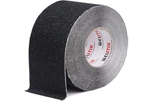 WELSTIK Bande adhésive antidérapante avec autocollant - 100 mm x 20 m - Pour marches d'escalier - Haute traction - Pour l'intérieur et l'extérieur - Imperméable - Noir