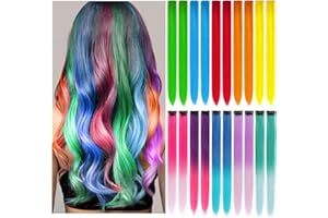 LIPENS 20 PCS Coloured Hair Extensions Clip In for Kids Girls Women, 22" Rainbow Hair Extensions, Highlights Colorful Hair Extensions,Synthetic Straight Hair Piece DIY Girls Hair Accessories on Daily Party
