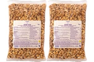 Anacardos enteros Tostados SIN SAL 2 kg nut&me | Sin Gluten | Vegano | Frutos secos 100% Naturales | Alto en proteínas | Snack saludable y sabroso | Crujientes | Pack 2 x 1 Kg