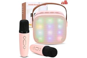 XESPIS Karaoke Infantil,Karaoke 2 Microfonos, Karaoke Infantil y Microfono Inalambrico, Altavoz Bluetooth Portátil para Niñas y Niños, para Fiestas en Casa/Regalos/Juguetes
