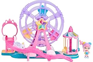 Kindi Kids Minis Collectable Ferris Wheel Carnival Playset and Rainbow Kate Posable Bobble Head Figurine