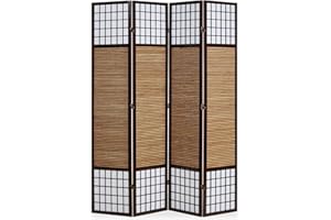 ‎HOMESTYLE4U Homestyle4u 876, Paravent Raumteiler 2 m hoch 4 teilig, Trennwand Bambus Holz, Sichtschutz Braun