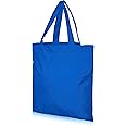 IMFAA Small (30x30+30) Cm 100% Cotton Canvas Reusable Tote Shopping/Kids Party Bags For Painting and Printing in Multi-Colours. (Blue, 1)