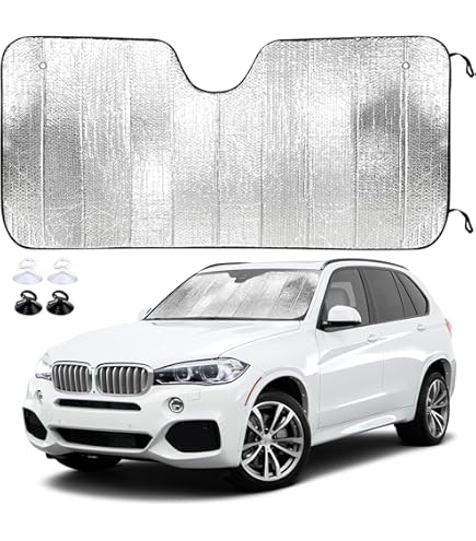 XFSRG Auto-Sonnenschutz Für Frontscheibe - Faltbar, Silber, 130x60cm - Hält Ihr Auto Kühl
