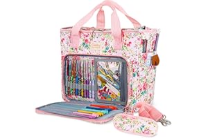 Coopay Sac de loisirs créatifs pour crochet à tricoter, point de croix, sac à tricoter, sac de transport pour la laine et les aiguilles, sac de rangement pour laine et aiguilles, support de rangement