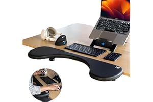 ‎R-GO TOOLS R-Go Armlehnenstütze, Ergonomisch Unterarmstütze, zum Anklemmen, Ellenbogen-Armlehne, Schreibtischverlängerung für Zuhause und Büro, einfaches Tippen und Schmerzlinderung, Schwarz