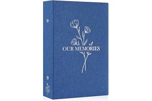 Lanpn Photo Album 6x4 Slip in, OUR MEMORIES Linen 300 Pockets Photo Albums Holds Landscape Only 10x15cm Picture Blue