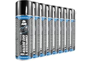 AABCOOLING 8 x AAB Spray de Aire Comprimido 400ml para Limpiar Teclados, Ordenadores, Cámaras, Impresoras y Otros Equipos Eléctricos, Efectividad Limpieza sin CFC's, Eliminación de Polvo, Limpiar PC