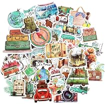 100 Pezzi Adesivi da Viaggio, Adesivi Vintage per Viaggi, Adesvi per mappe di viaggio, adesiv impermeabili, chacun agende, computer portatili
