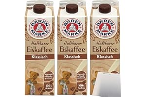 usy Bundle für Bärenmarke Haltbarer Eiskaffee Klassisch 1,8% Fett 3er Pack (3x1 Liter Packung) + usy Block