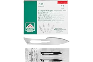 Shehadeh - 100 Stück sterile Skalpellklingen Figur 13 für Skalpellhalter Nr. 3 - Extrem scharf