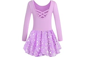 Mulnall Girls Ballet Leotards Dance Tutu Skirt Toddlers Dance Outfit Training Wear Dress Criss Cross Straps Back Shiny Sequin