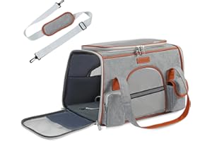 COMSLE Pet Carrier Bag Large for Cat Dogs up to 7kg, Airline Approved Portable Dog Travel Bag Suitable for Long and Short Trips with 5 Sides Breathable Mesh, Soft Removable Mat and Shoulder Strap