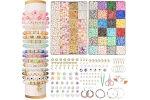 ATHRZ Clay Beads 8500 Pcs 2 Boxes Bracelet Making Kit - 24 Colors Polymer Clay Beads for Bracelet Making Set Clay Beads Bracelet Making Kit for Bracelet Necklace Earring DIY, Clay Flat Beads for Kids Adults