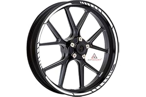 Autodomy Pack 6 Units Wheel Rim Stickers Desing Sport | Complete set for 2 Motorcycle Wheel Stripes 15" to 19" Resistant Rain and UV | Motorbike Stickers White