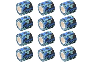 PTJJXA 12 Rolls Elastic Cohesive Bandages, 5 cm x 4.5 m Breathable Self Adhesive Bandage, Non Woven Wrap Tape for Sports Knee Wrists Ankle Sprains Animal Pet Vet (Camouflage Blue)