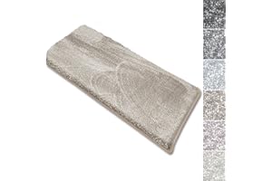 casa pura Coprigradini per Scale Interne - Tappeto Scale Antiscivolo, Effetto Velour (13.5mm) Ultra - Morbido in Numerosi Colori Pastello - Rettangolare - Set da 15-23.5x65 - Beige