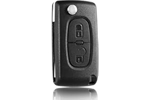 FINTERRY Coque Clé Peugeot Citroen 2 Boutons Compatible pour Peugeot 207 307 308 407 607 807 Expert Partner Boitier Clé Citroen, TéLéCommande C2 C3 Picasso C4 C6 C8 DS3 DS4 Jumpy