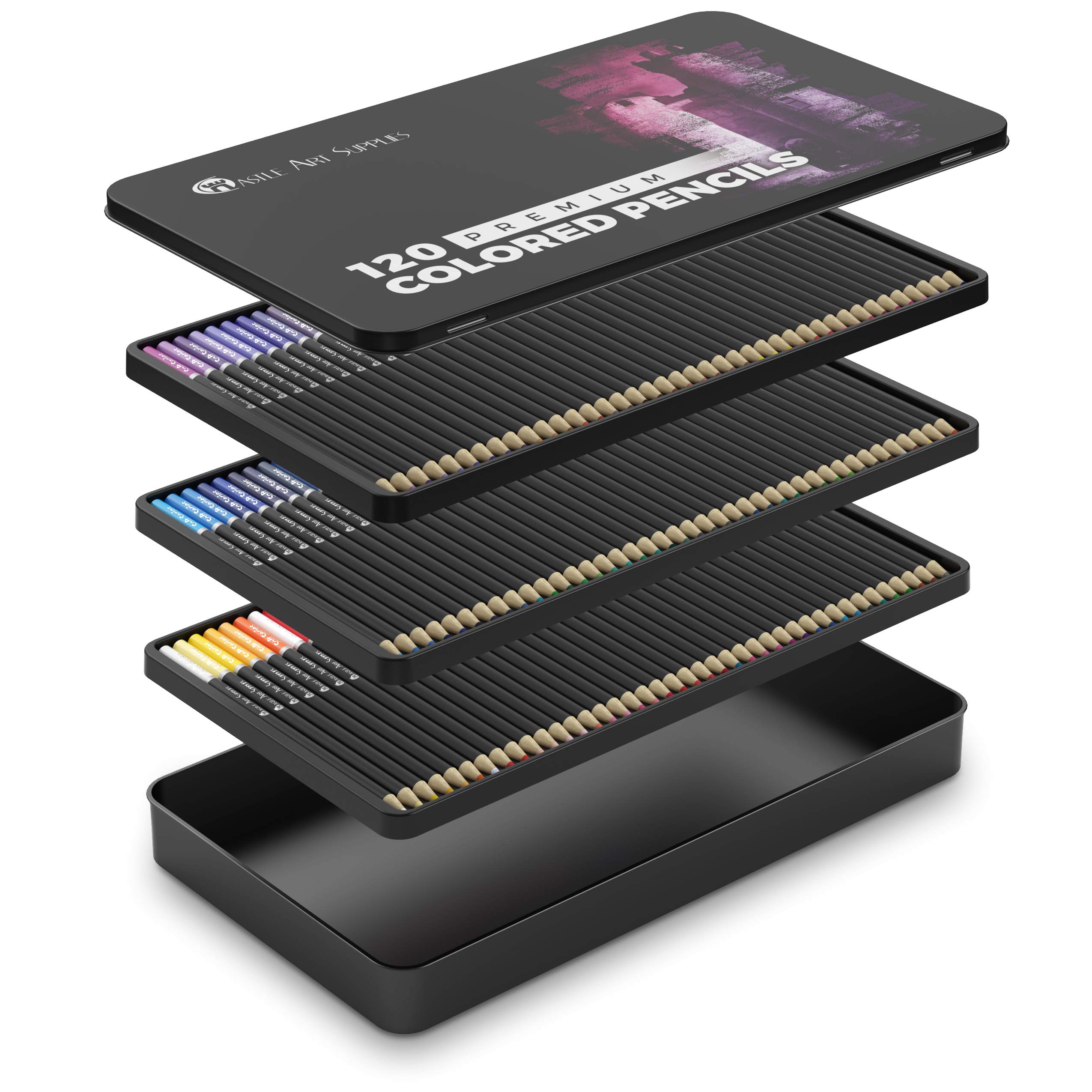 Castle Art Supplies Set de 120 Crayons de Couleur Mines Tendres