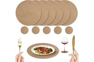 NAKIHOUSE 12er Set Tischsets Weihnachten Rund Gold Platzstes, Gewebte Tischsets Abwaschbar Platzsets mit Untersetzer, Hitzebeständig rutschfest Platzdeckchen für Hochzeit, Fest-34cm