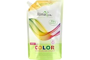 ‎ALMAWIN AlmaWin® Color Waschmittel flüssig 1,5L - 20 Ladungen mit Lindenblüten-Duft für strahlende Reinheit - Bio Waschmittel Color für 30-60° - Flüssigwaschmittel Vegan im Öko-Pack Nachfüllbeutel