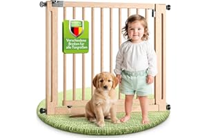 BOMI Baby Schutzgitter Treppe Miko PEFC geprüftes Buchenholz | Ohne Bohren | Gittertür aus Holz Schwarz | Stabile Baby Schutzgitter Tür für Kindersicherheit | Treppen Türgitter | Breite: 95-103 cm