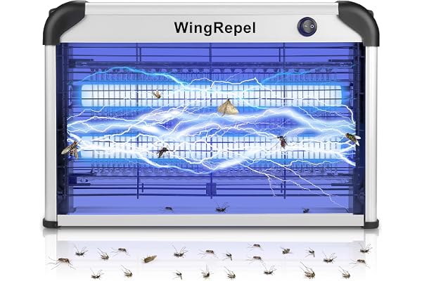 WingRepel 2400V Lumière UV Bleue Piege Mouche pour Maison Cuisine Bureau, Lampe Anti Moustique 20W, Appareil Tue Mouche Electrique Interieur 80㎡