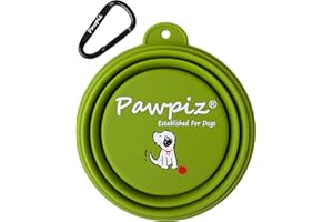 Pawpiz Collapsible Dog Bowl | 450ml | Dog Travel Bowl with Cute Puppy Design & Carabiner | BPA-Free, Food-Grade, Foldable Silicone Bowl | Gift for Small & Medium Pets | UK Brand (Gallant Green)