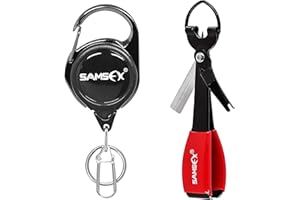SAMSFX Outil de pêche rapide 4 en 1 avec enrouleur Zinger (kit d'outils pour nœud noir)