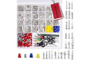 DOLLGIFT 25Types Electrical Connectors, 660Pcs Car Electrical Wire Connector Pins,1/1.5/1.8/2.2/2.8/3.5/4.8/6.3mm Terminal Pin Kit, Non-Insulated Plug Removal Male Female Crimp Pins Auto Terminal Tool