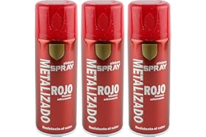 H HANSEL HOME Pintura Spray Rojo Metalizado 400 Ml - Pack de 3 Unidades