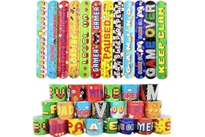 YAAVAAW Gaming Slap Bracelets Wristband Slap Bands for Kids Gamer Party Bag Filler,24Pc Gamer Snap Bracelet Band Bulk for Kids Boys Girls Gaming Birthday Party Bags Supplies Favors,Classroom Prizes Gifts