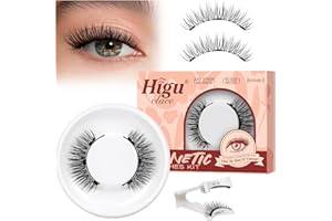 Higu clace Ciglia Finte Magnetiche Naturali, Ciglia Finte Magnetiche con applicatore, non c'è bisogno di colla magnetica per Ciglia facile da indossare e rimuovere (LASH-A)