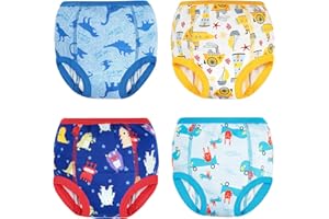 FLYISH DIRECT Training Pants Boys, Potty Training Pants 100% Cotton Toilet Baby Training Underwear, 4 Packs