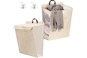 OLD DAVE Cesta Portabiancheria Salvaspazio - Cesto Portabiancheria Sporca per Bagno, Cesta Panni Sporchi con Design Moderno e Coperchio, Contenitore Biancheria Salvaspazio