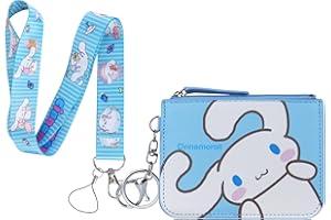 ROFFATIDE Anime Cinnamoroll portfel identyfikator etui na karty portfel ze smyczą dla Cinnamoroll portmonetka z zamkiem błyskawicznym dla dziewcząt kobiet